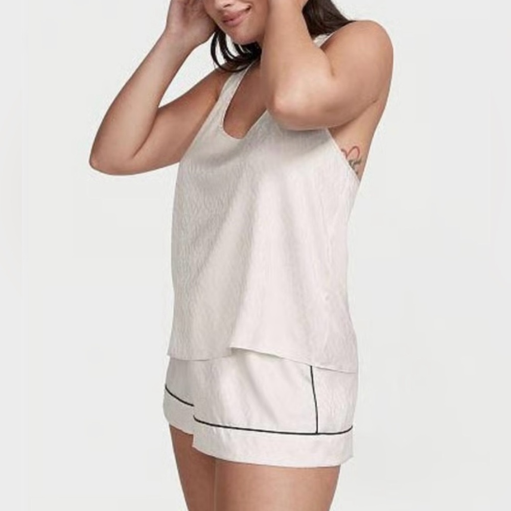 Victoria’s Secret White Logo Print Pajama Shorts Set